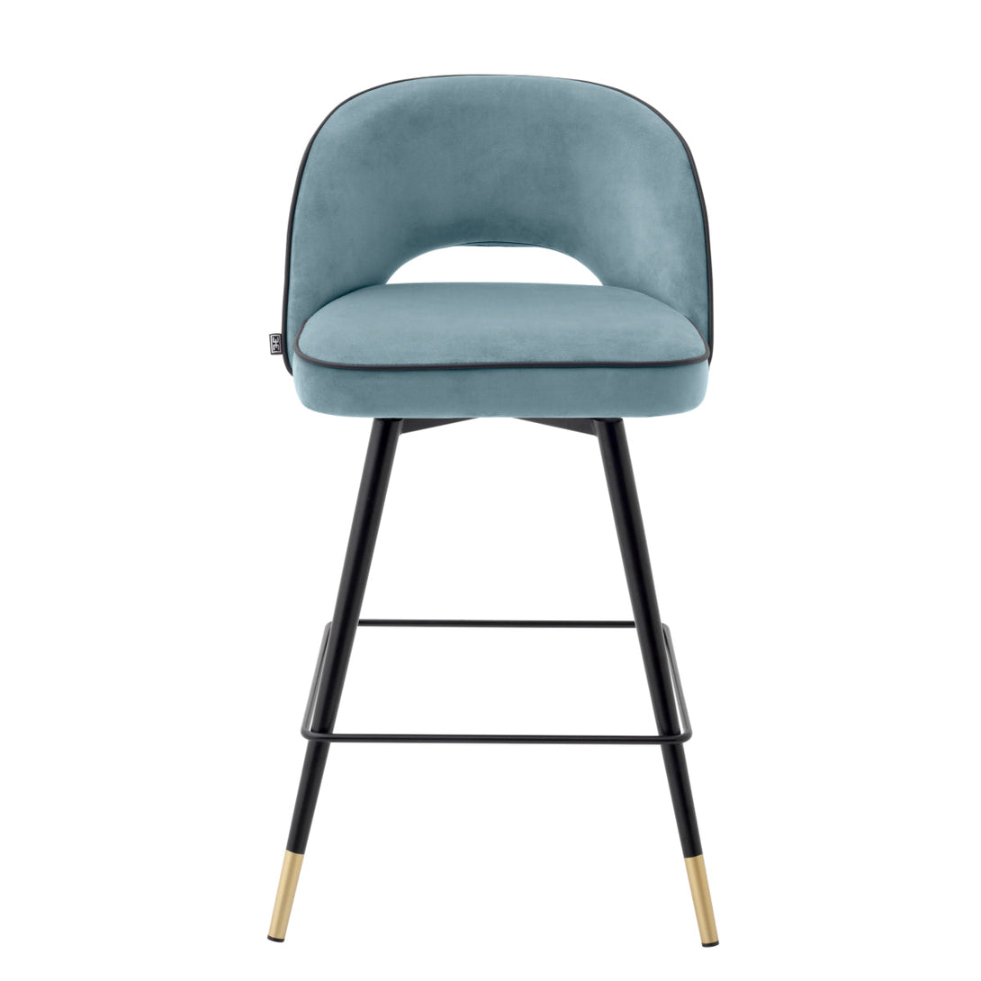 Counter Stool Cliff Savona Blue Velvet Furniture Eichholtz
