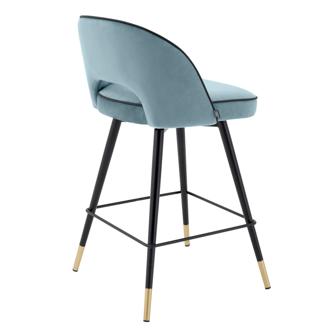Counter Stool Cliff Savona Blue Velvet Furniture Eichholtz