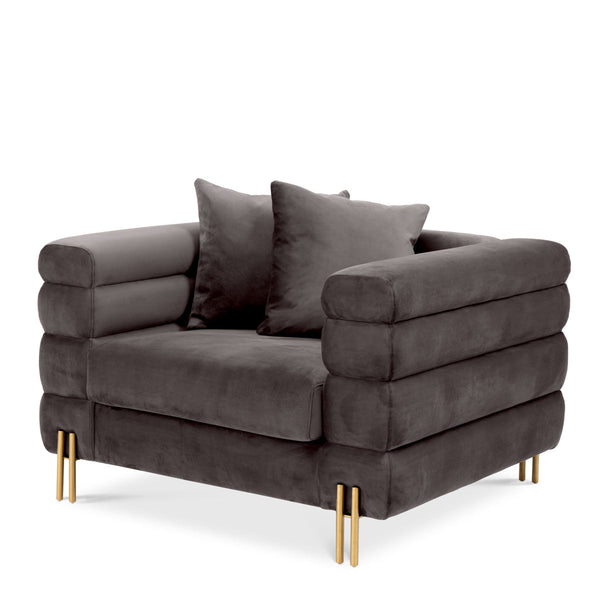 Chair York Savona Grey Velvet Furniture Eichholtz