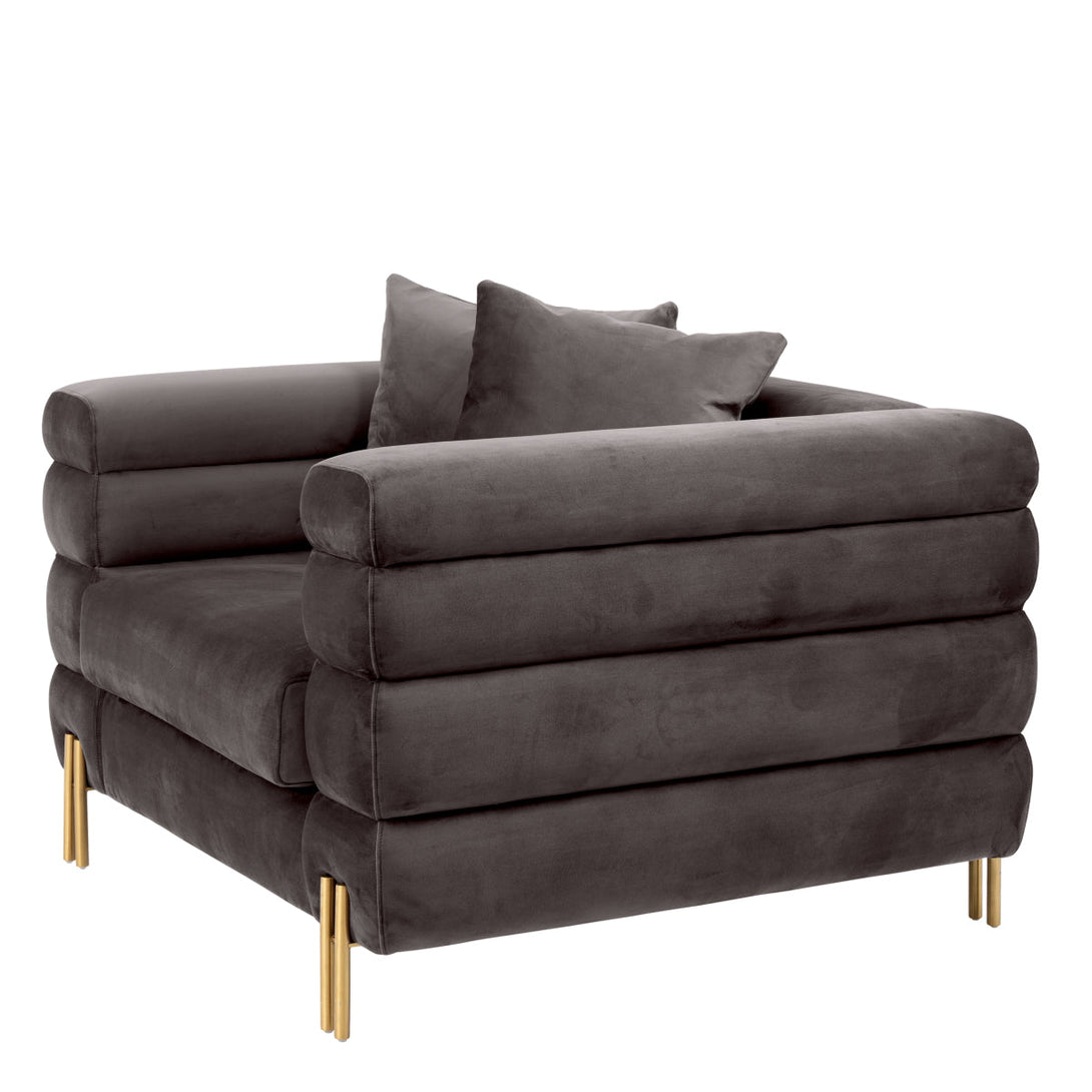 Chair York Savona Grey Velvet Furniture Eichholtz