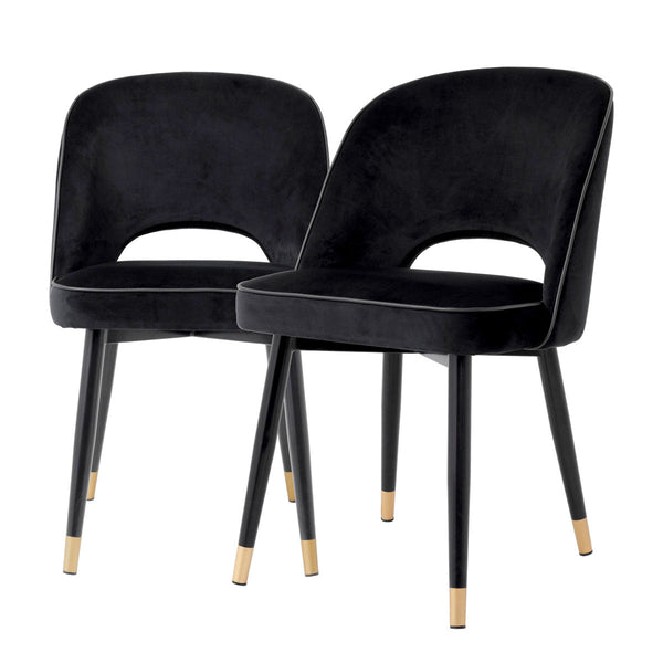 Dining Chair Cliff Set Of 2 Roche Black Velvet Furniture Eichholtz