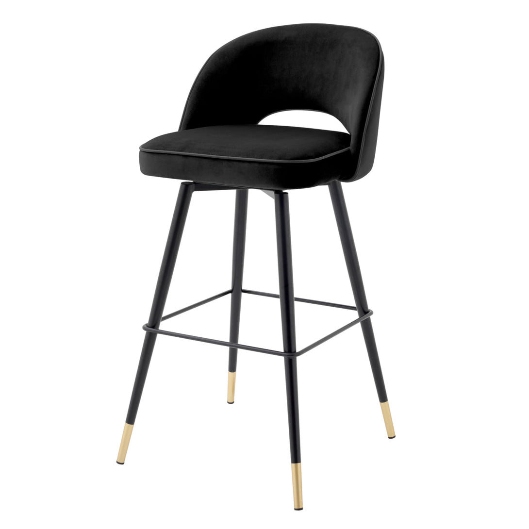 Bar Stool Cliff Set Of 2 Roche Black Velvet Furniture Eichholtz