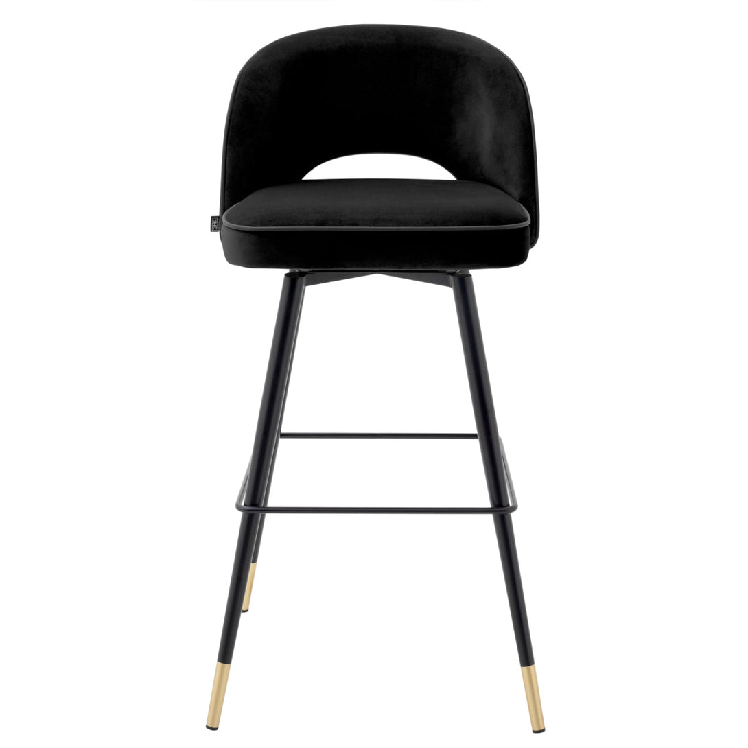 Bar Stool Cliff Set Of 2 Roche Black Velvet Furniture Eichholtz