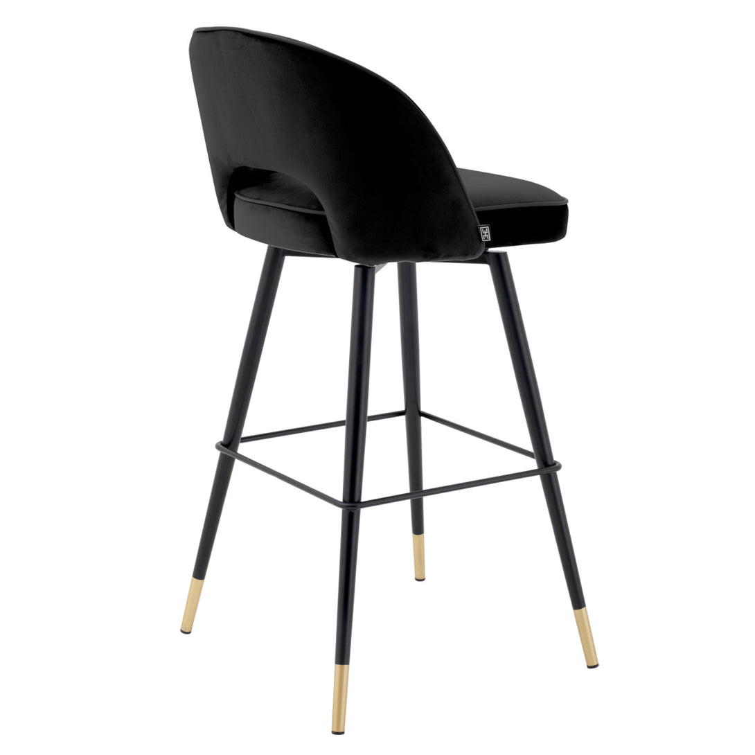 Bar Stool Cliff Set Of 2 Roche Black Velvet Furniture Eichholtz
