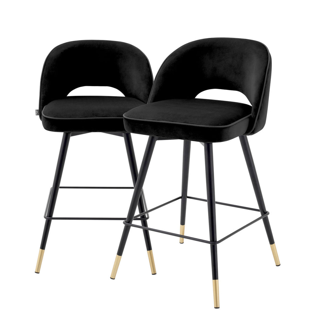 Counter Stool Cliff Roche Black Velvet Furniture Eichholtz