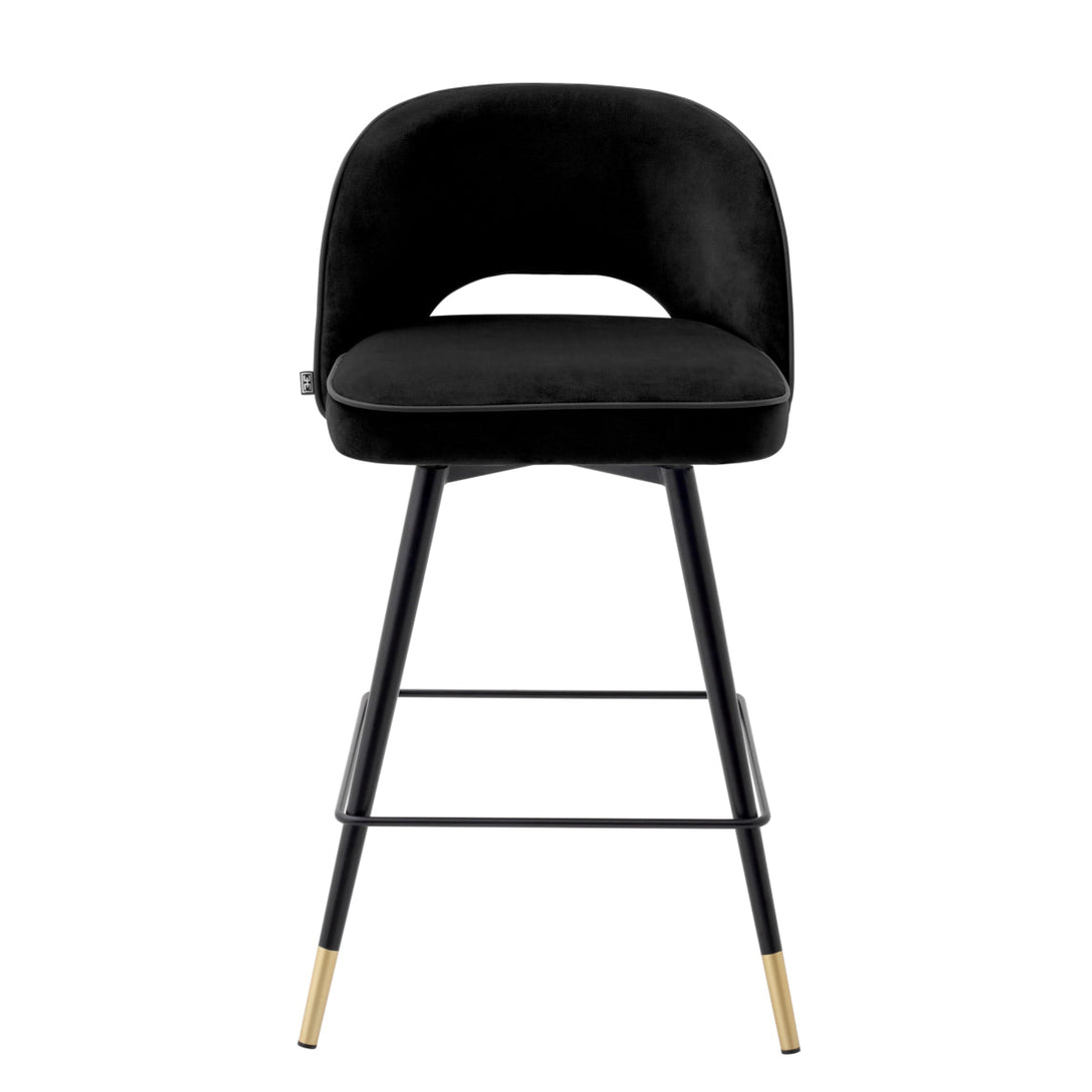 Counter Stool Cliff Roche Black Velvet Furniture Eichholtz