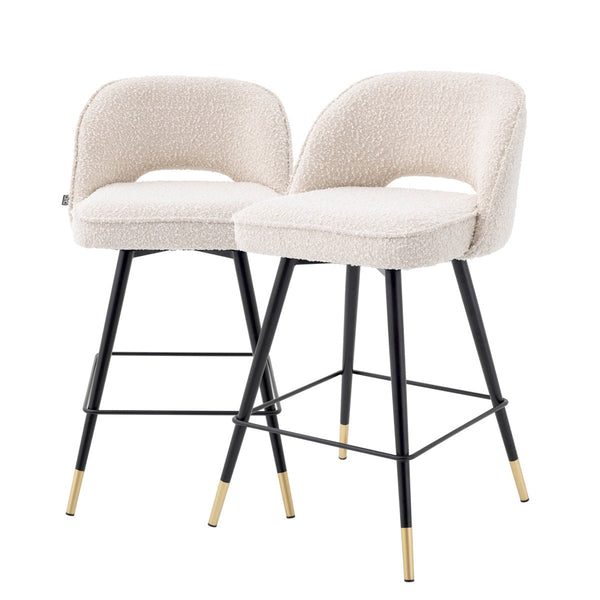 Counter Stool Cliff Set Of 2 Boucl&Eacute; Cream Furniture Eichholtz