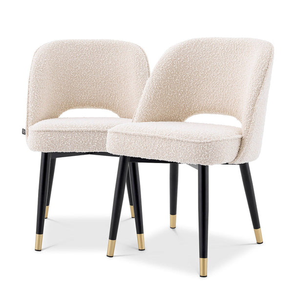Dining Chair Cliff Set Of 2 Boucl&Eacute; Cream Furniture Eichholtz