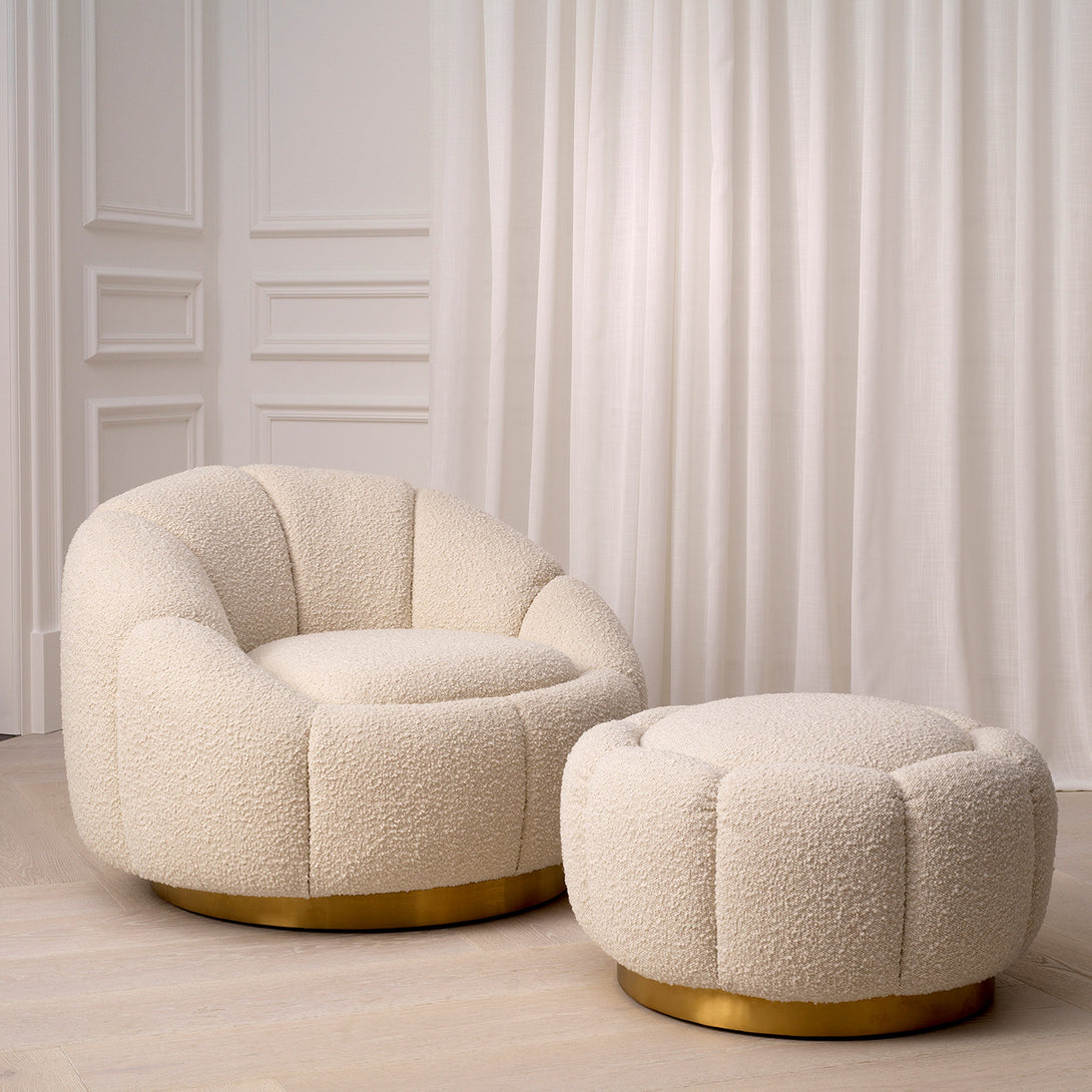 Swivel Chair Inger Boucl&Eacute; Cream Furniture Eichholtz