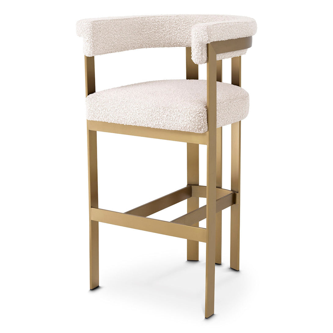 Bar Stool Clubhouse Brushed Brass Boucl&Eacute; Cream Furniture Eichholtz