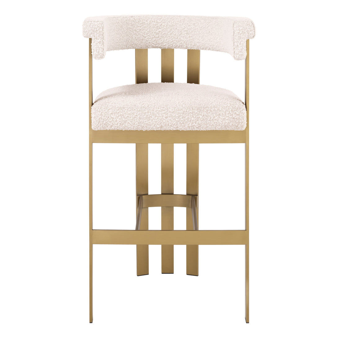 Bar Stool Clubhouse Brushed Brass Boucl&Eacute; Cream Furniture Eichholtz