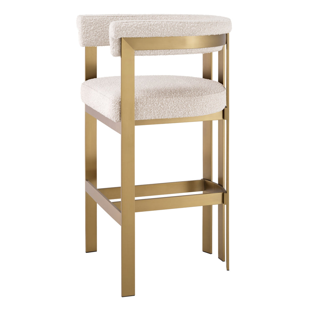 Bar Stool Clubhouse Brushed Brass Boucl&Eacute; Cream Furniture Eichholtz