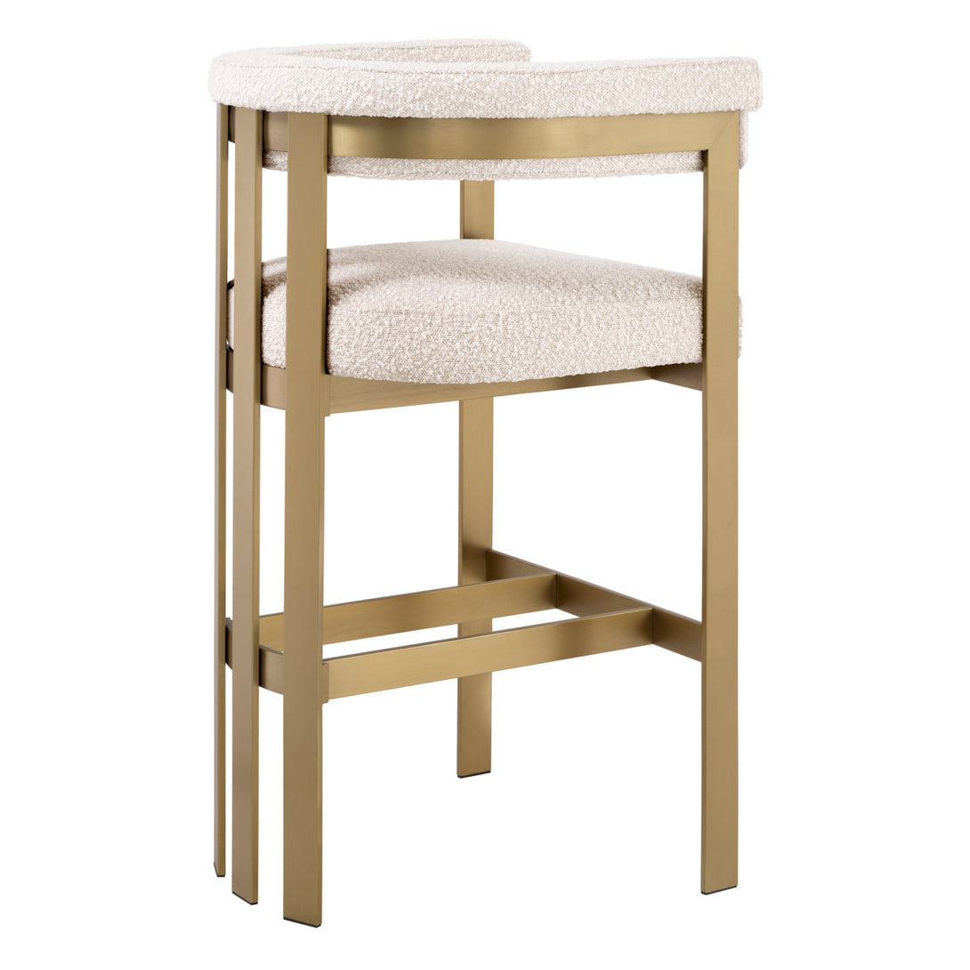 Bar Stool Clubhouse Brushed Brass Boucl&Eacute; Cream Furniture Eichholtz