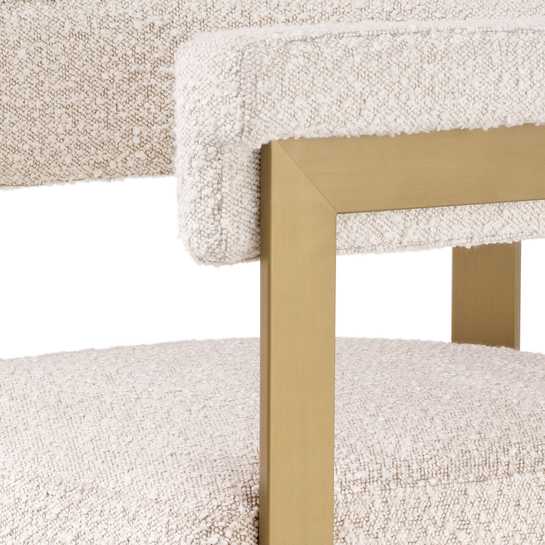 Bar Stool Clubhouse Brushed Brass Boucl&Eacute; Cream Furniture Eichholtz
