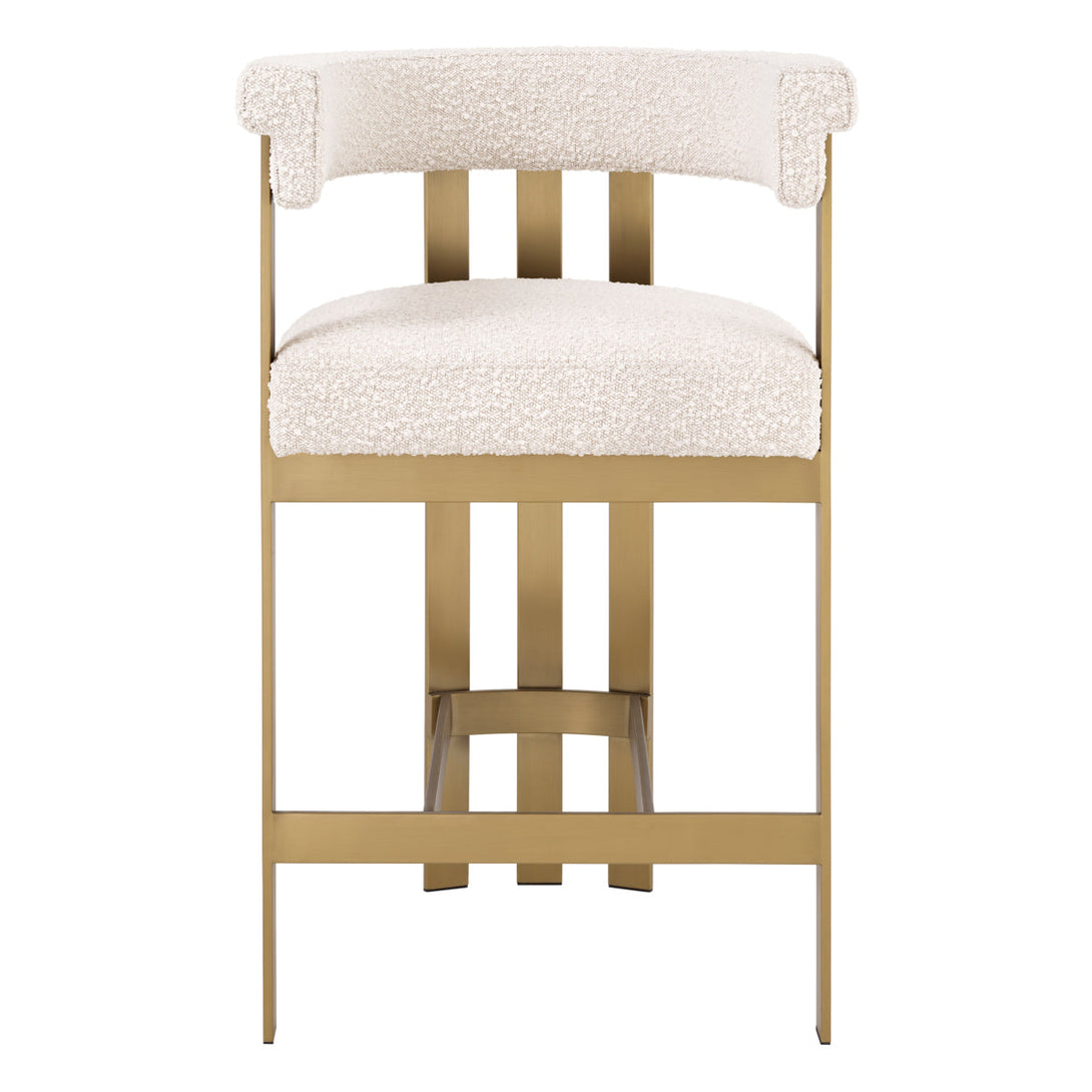 Counter Stool Clubhouse Brushed Brass Boucl&Eacute; Cream Furniture Eichholtz