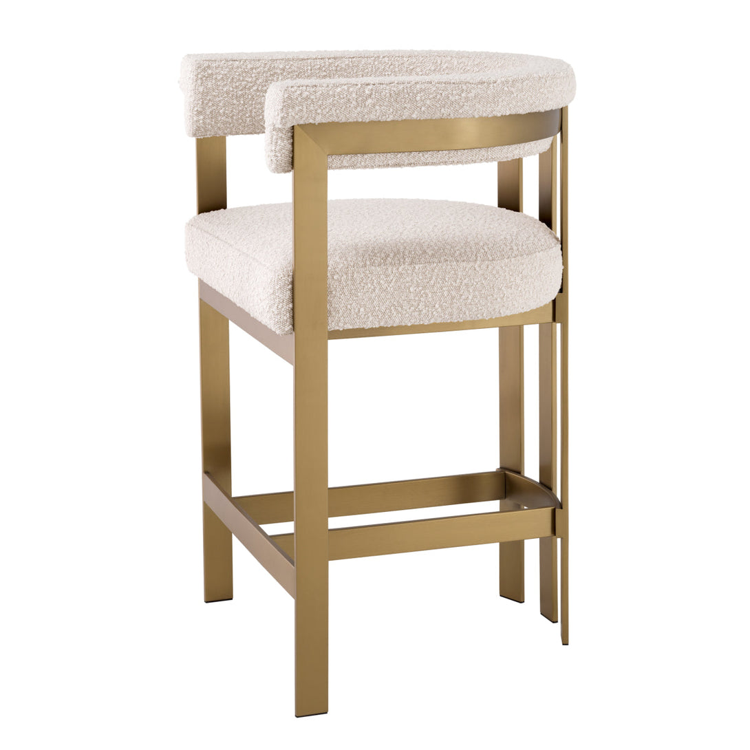 Counter Stool Clubhouse Brushed Brass Boucl&Eacute; Cream Furniture Eichholtz