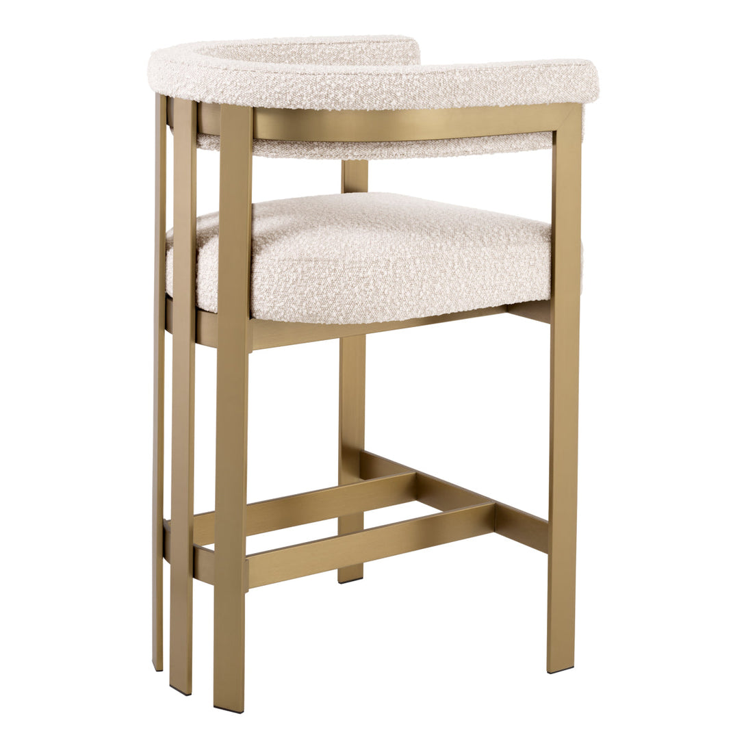 Counter Stool Clubhouse Brushed Brass Boucl&Eacute; Cream Furniture Eichholtz
