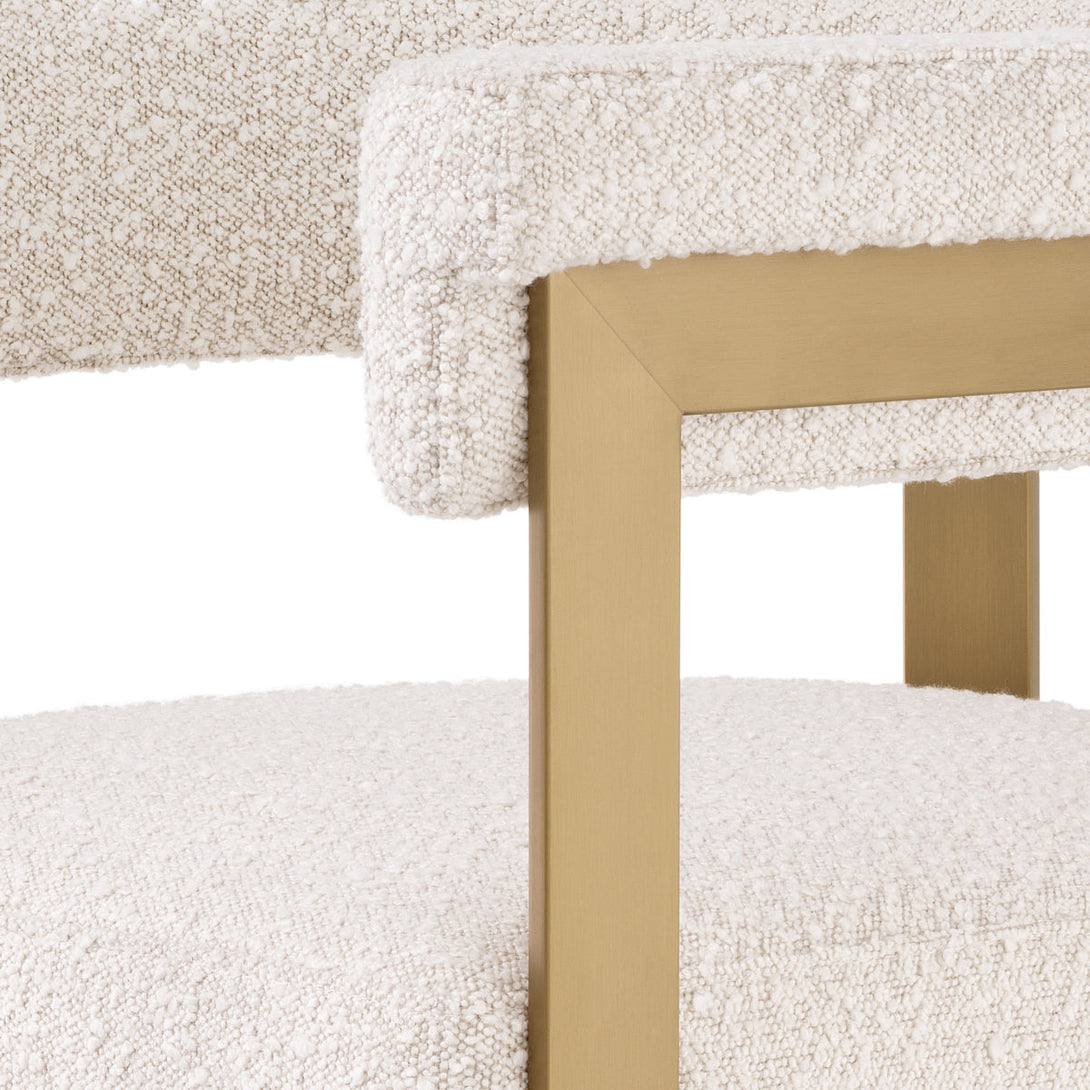 Counter Stool Clubhouse Brushed Brass Boucl&Eacute; Cream Furniture Eichholtz