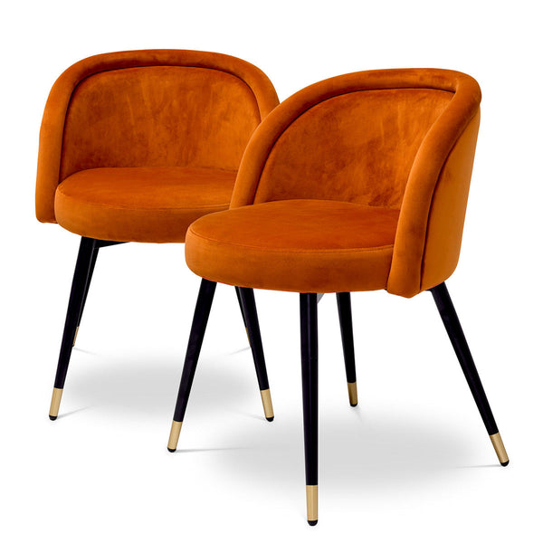 Dining Chair Chloé Set Of 2 Savona Orange Velvet Furniture Eichholtz