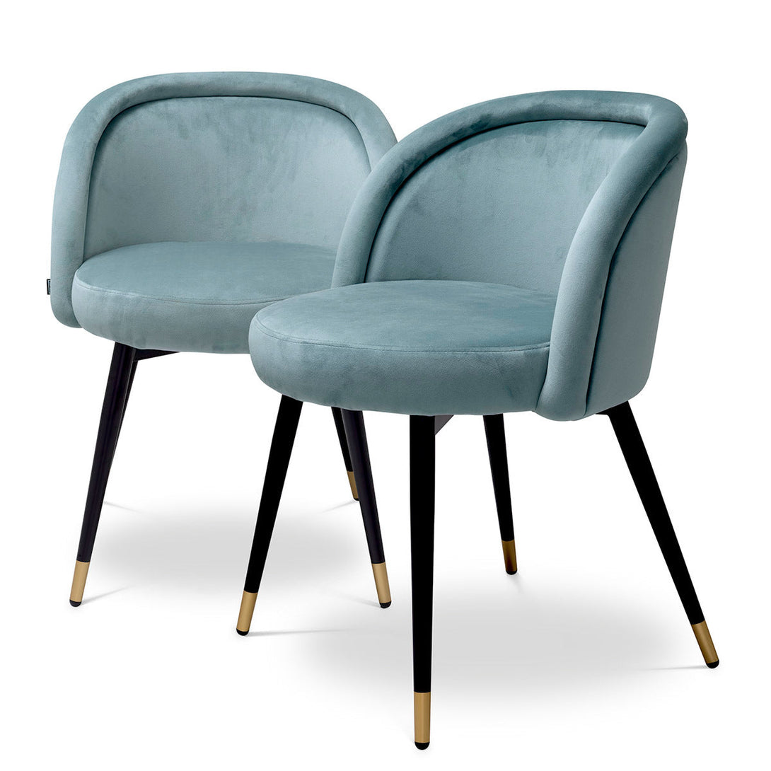 Dining Chair Chloé Set Of 2 Savona Blue Velvet Furniture Eichholtz