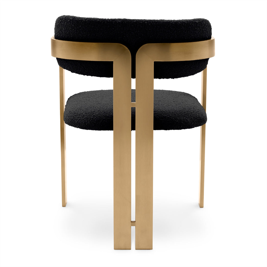 Dining Chair Donato Brushed Brass Boucl&Eacute; Black Furniture Eichholtz