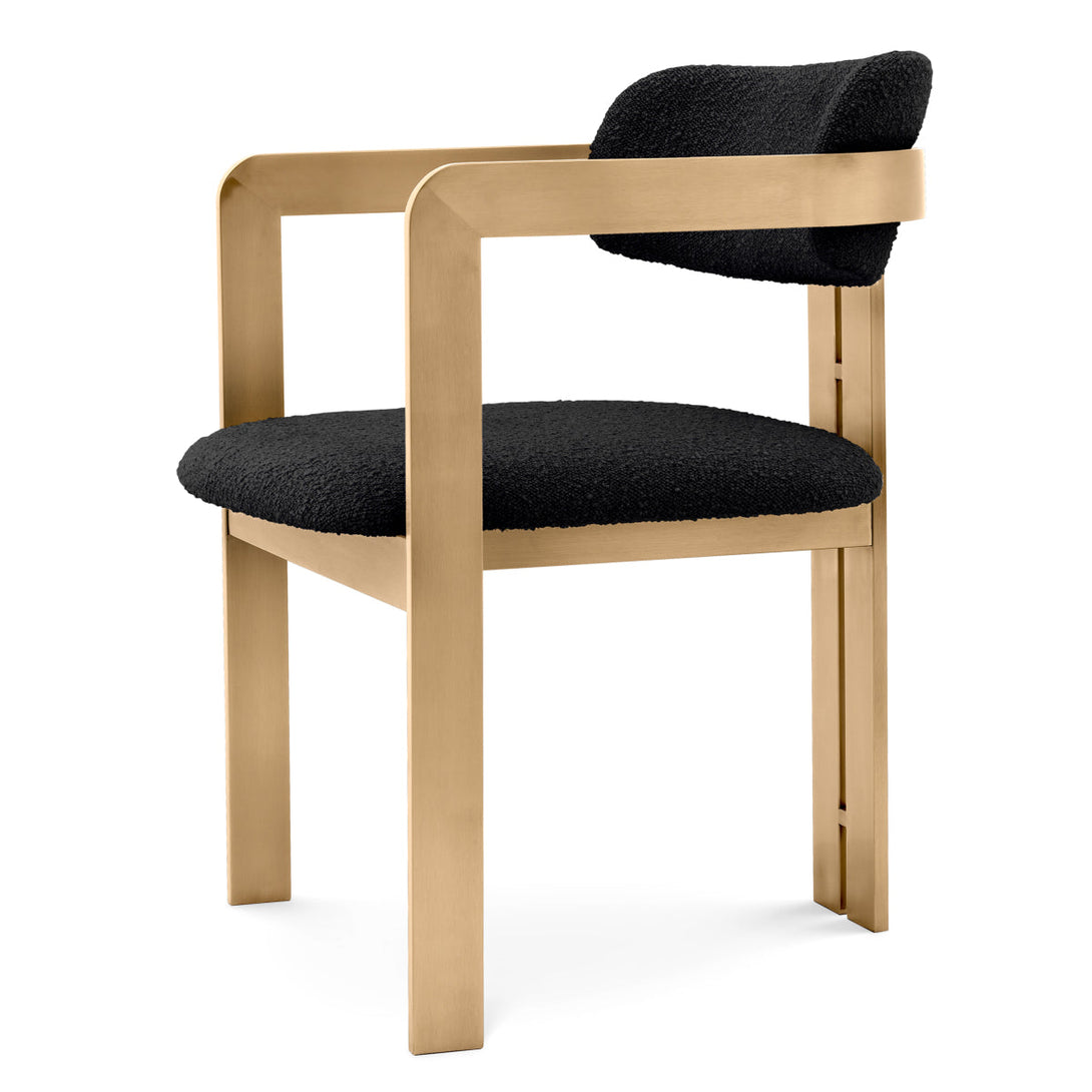 Dining Chair Donato Brushed Brass Boucl&Eacute; Black Furniture Eichholtz
