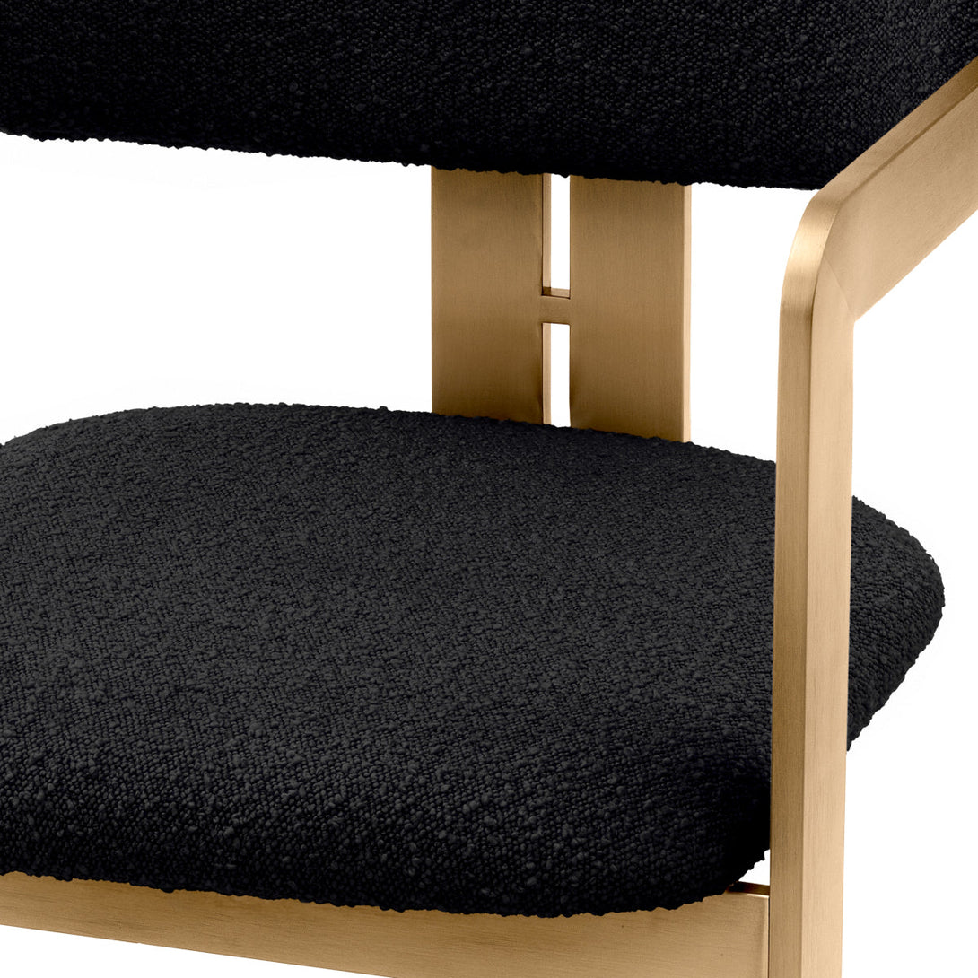 Dining Chair Donato Brushed Brass Boucl&Eacute; Black Furniture Eichholtz