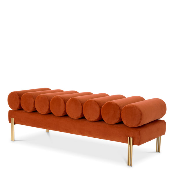 Bench Oxley Savona Orange Velvet Furniture Eichholtz