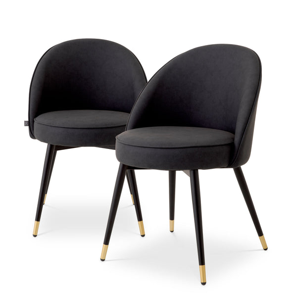 Dining Chair Cooper Set Of 2 Grey Faux Leather Furniture Eichholtz