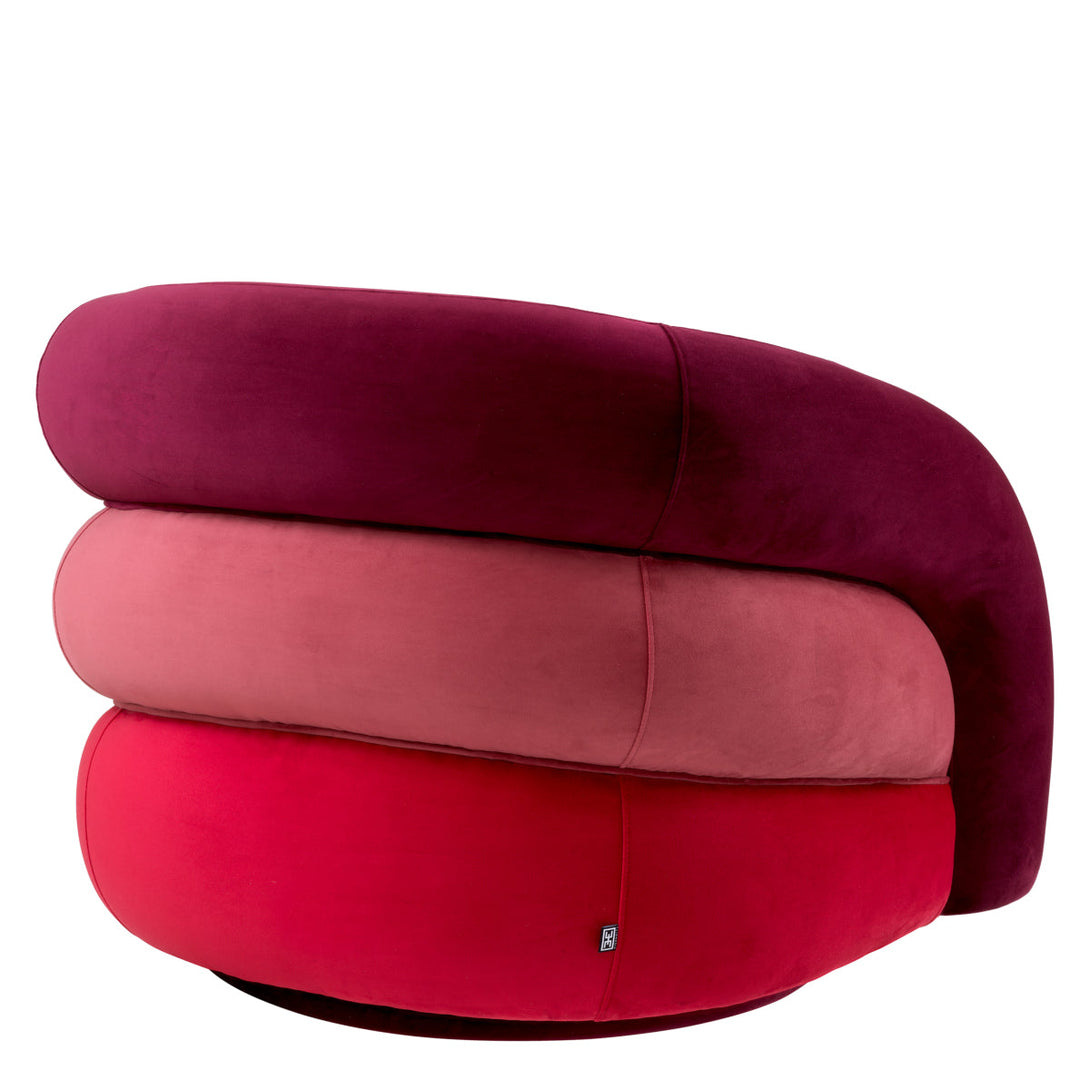 Swivel Chair Novelle Savona Bordeaux Red Velvet Furniture Eichholtz