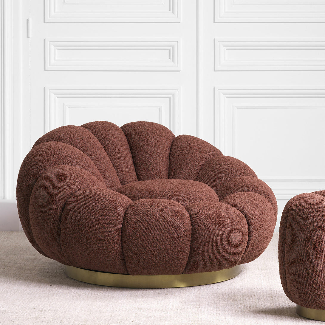 Swivel Chair Mello Boucl&Eacute; Rouge Furniture Eichholtz