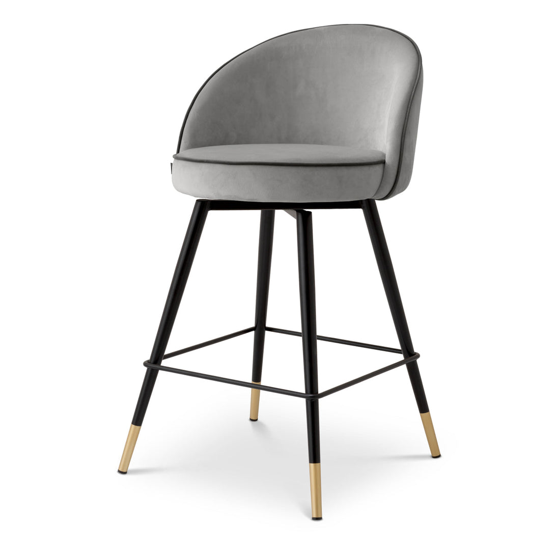 Counter Stool Cooper Set Of 2 Roche Light Grey Velvet Furniture Eichholtz