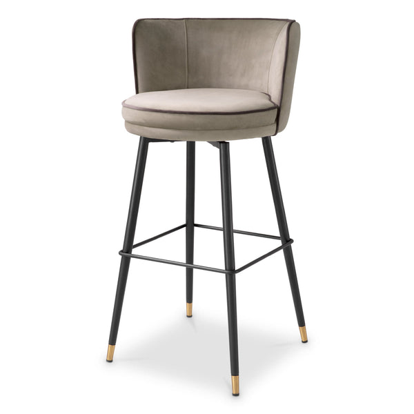 Bar Stool Grenada Savona Greige Velvet Furniture Eichholtz