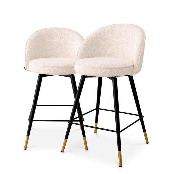 Counter Stool Cooper Set Of 2 Boucl&Eacute; Cream Furniture Eichholtz