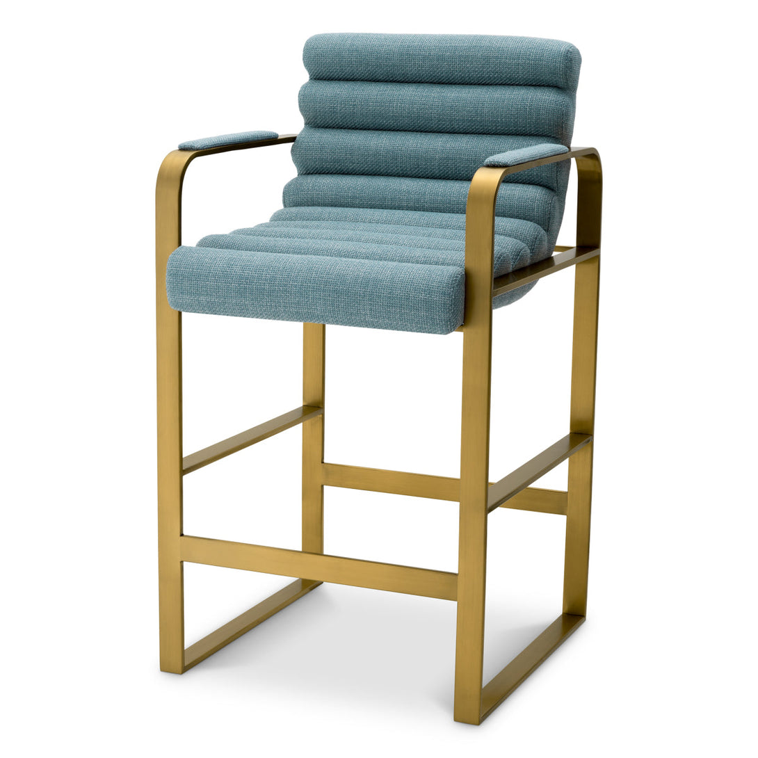 Counter Stool Olsen Brushed Brass Scalea Blue Furniture Eichholtz