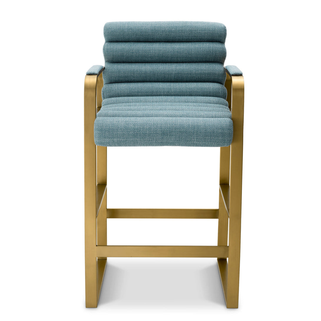 Counter Stool Olsen Brushed Brass Scalea Blue Furniture Eichholtz