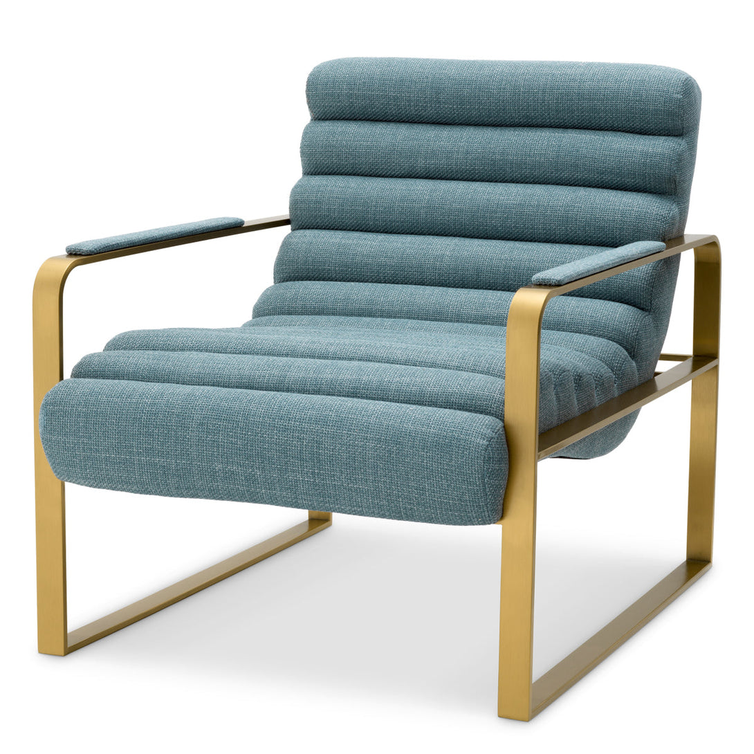 Chair Olsen Brushed Brass Scalea Blue Furniture Eichholtz