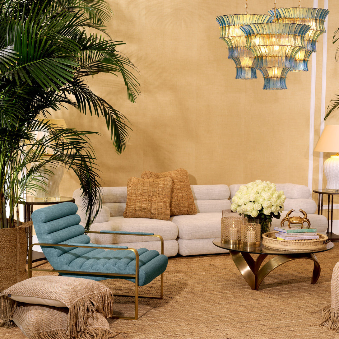 Chair Olsen Brushed Brass Scalea Blue Furniture Eichholtz