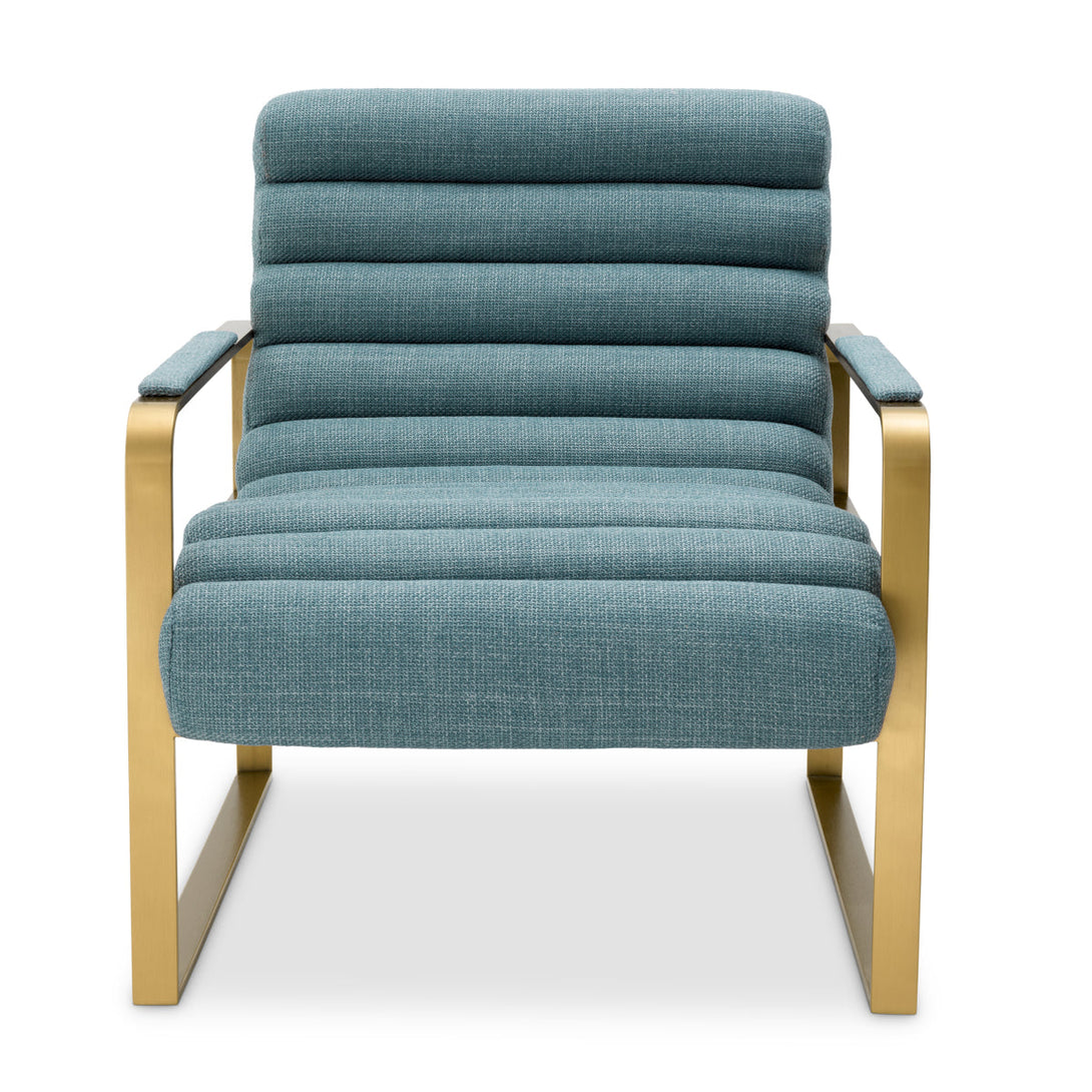 Chair Olsen Brushed Brass Scalea Blue Furniture Eichholtz
