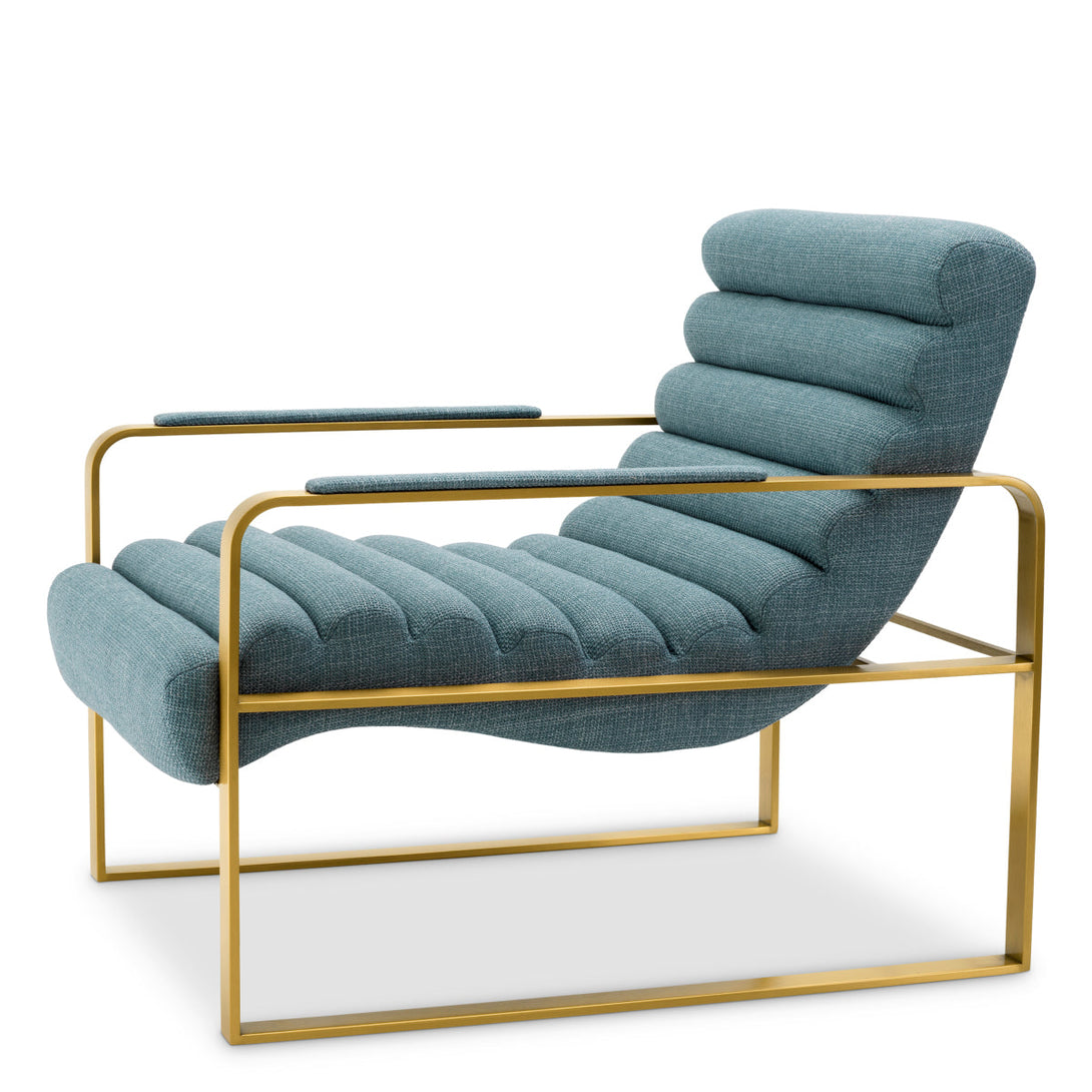 Chair Olsen Brushed Brass Scalea Blue Furniture Eichholtz