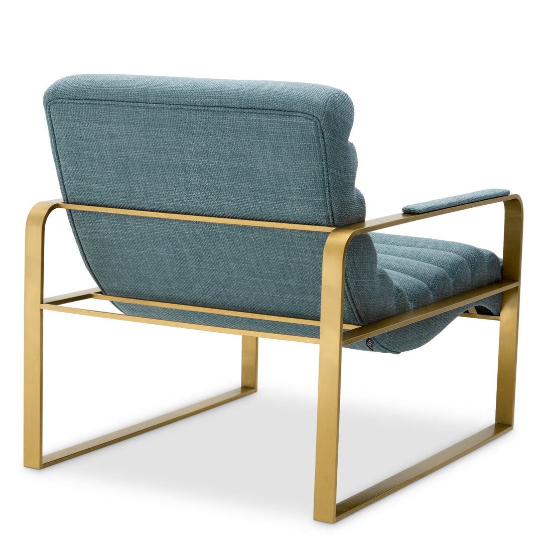 Chair Olsen Brushed Brass Scalea Blue Furniture Eichholtz