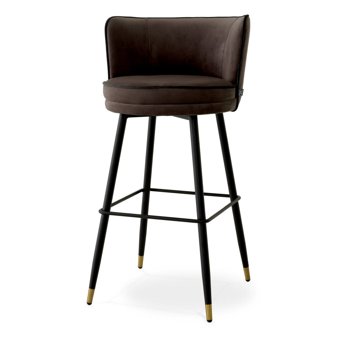 Bar Stool Grenada Savona Grey Velvet Furniture Eichholtz