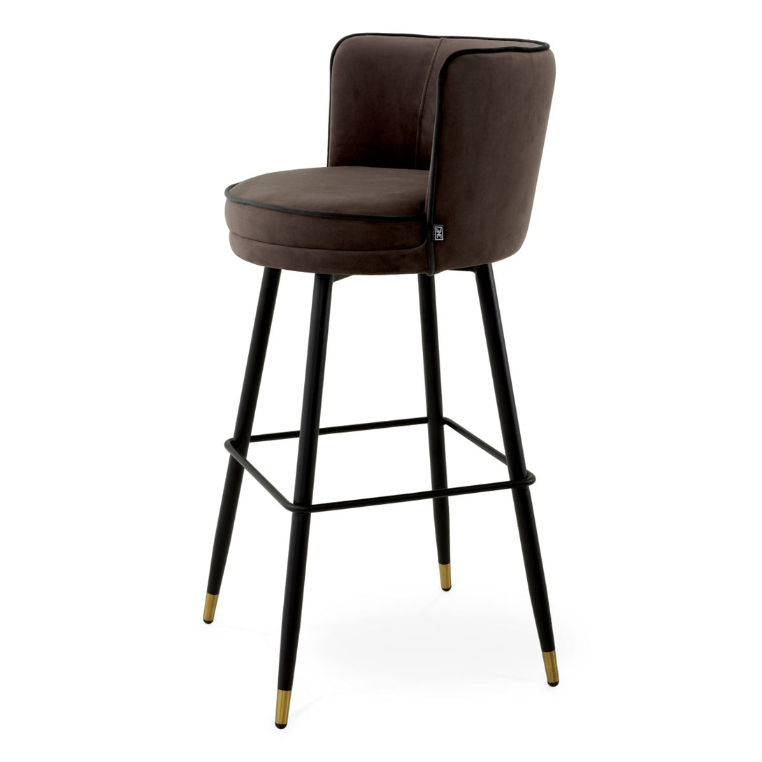 Bar Stool Grenada Savona Grey Velvet Furniture Eichholtz
