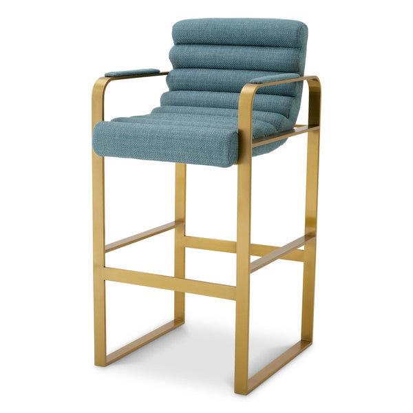 Bar Stool Olsen Brushed Brass Scalea Blue Furniture Eichholtz
