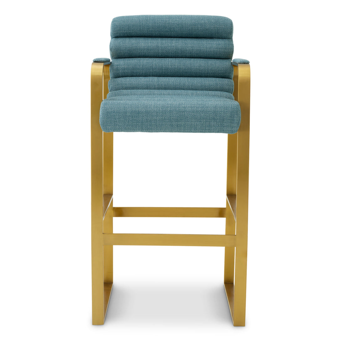 Bar Stool Olsen Brushed Brass Scalea Blue Furniture Eichholtz