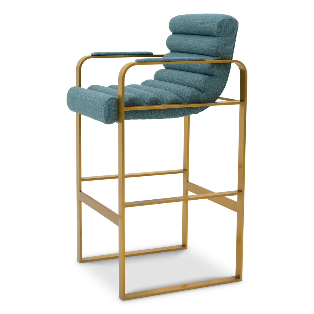 Bar Stool Olsen Brushed Brass Scalea Blue Furniture Eichholtz