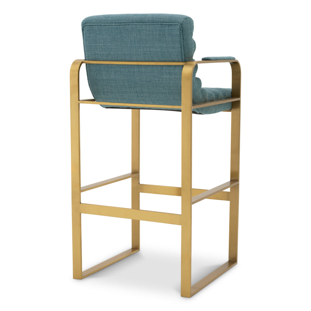 Bar Stool Olsen Brushed Brass Scalea Blue Furniture Eichholtz