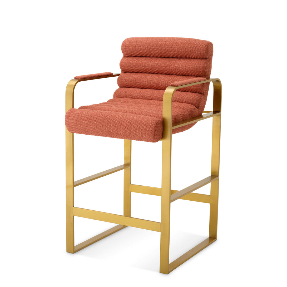 Counter Stool Olsen Brushed Brass Finish Scalea Orange Furniture Eichholtz