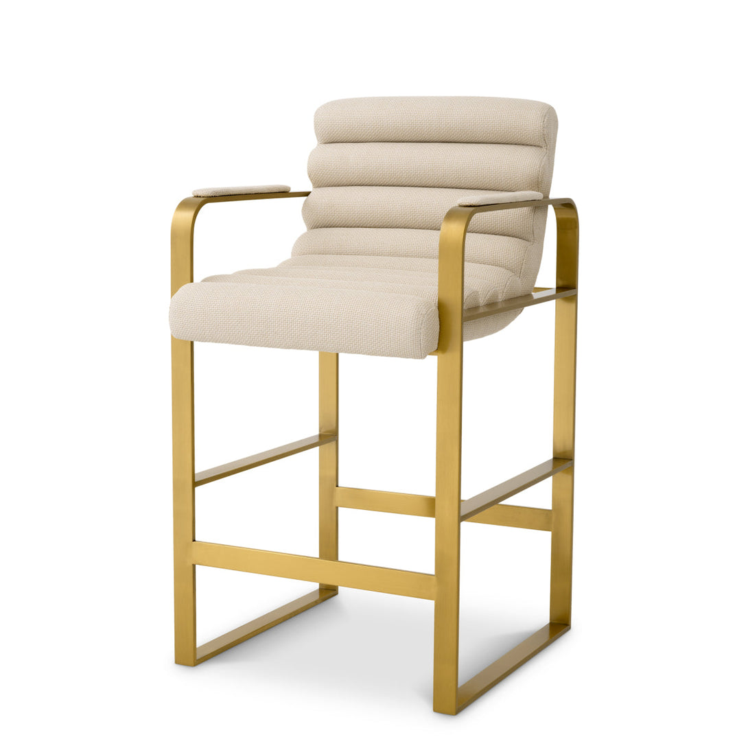 Counter Stool Olsen Brushed Brass Finish Scalea Sand Furniture Eichholtz