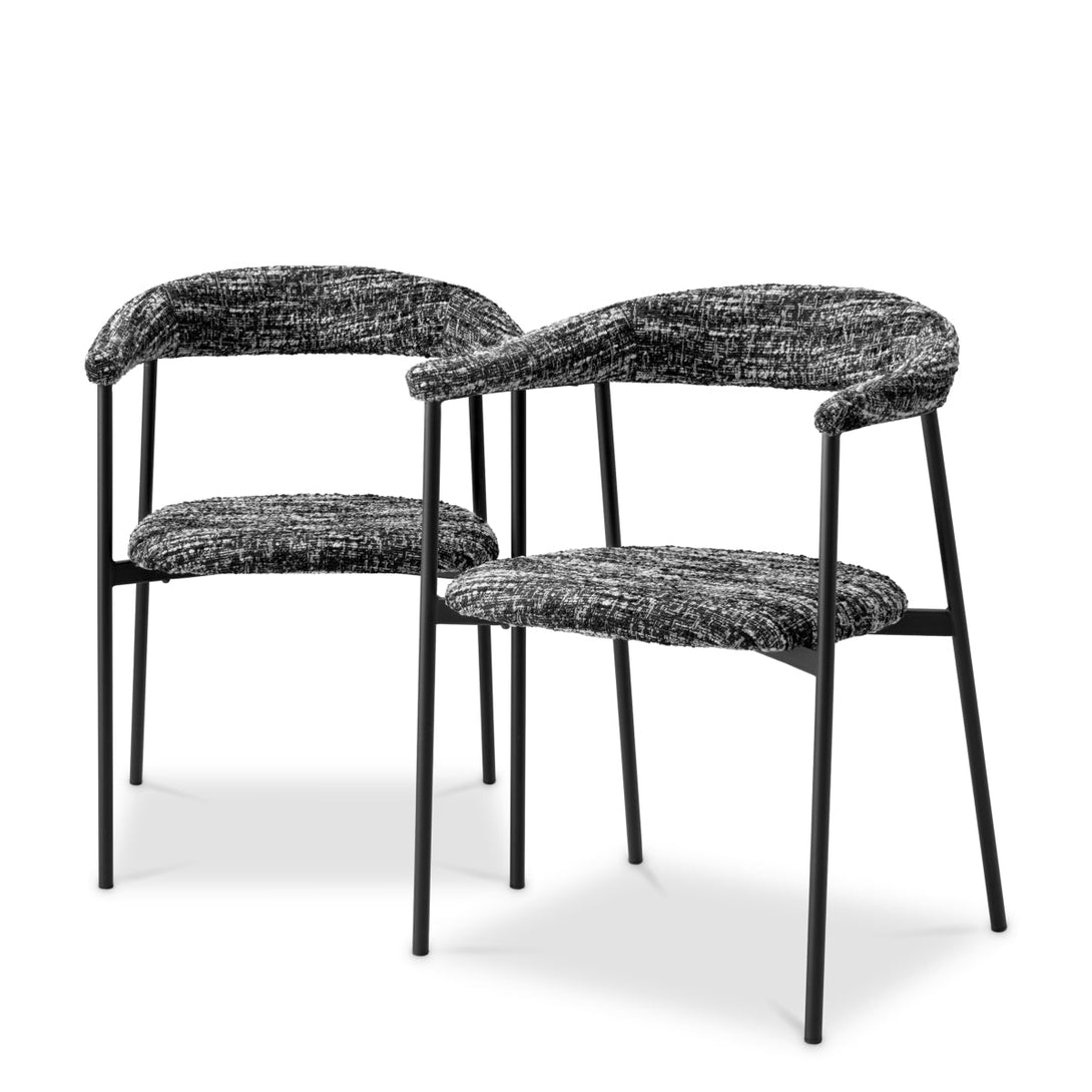 Dining Chair Julio Set Of 2 Boucl&Eacute; Sonata Black Furniture Eichholtz